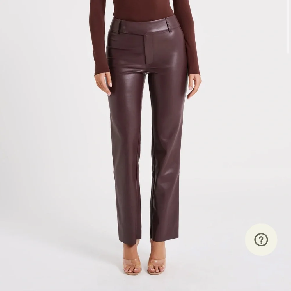 Meshki Laurette Faux Leather Straight Leg Pant - Dark Chocolate - Picture 1 of 8